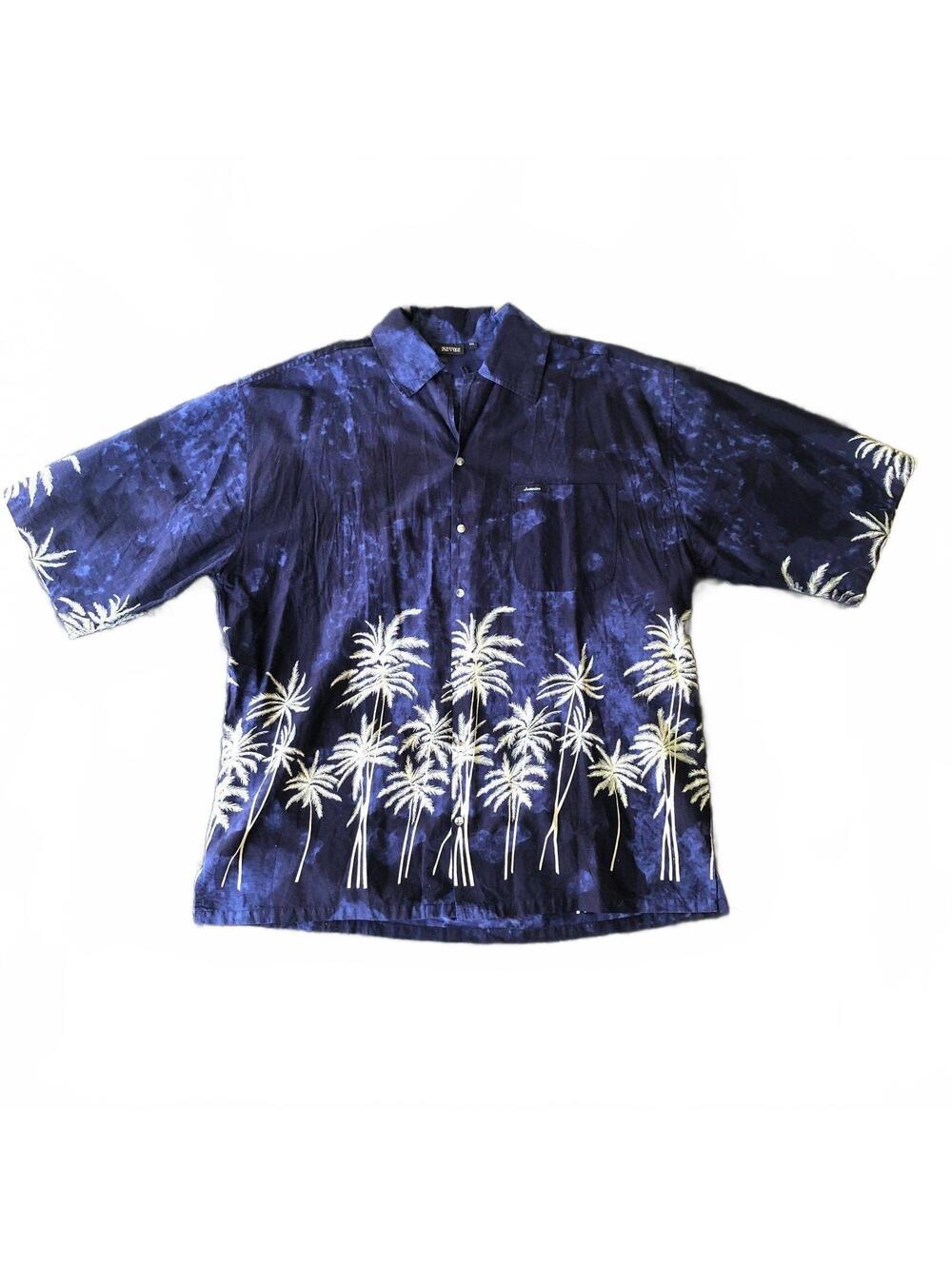 Revue 4XL Blue Hawaiian Shirt with Palm Tree Print
